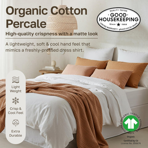 California Design Den close-up of percale weave texture highlighting breathability