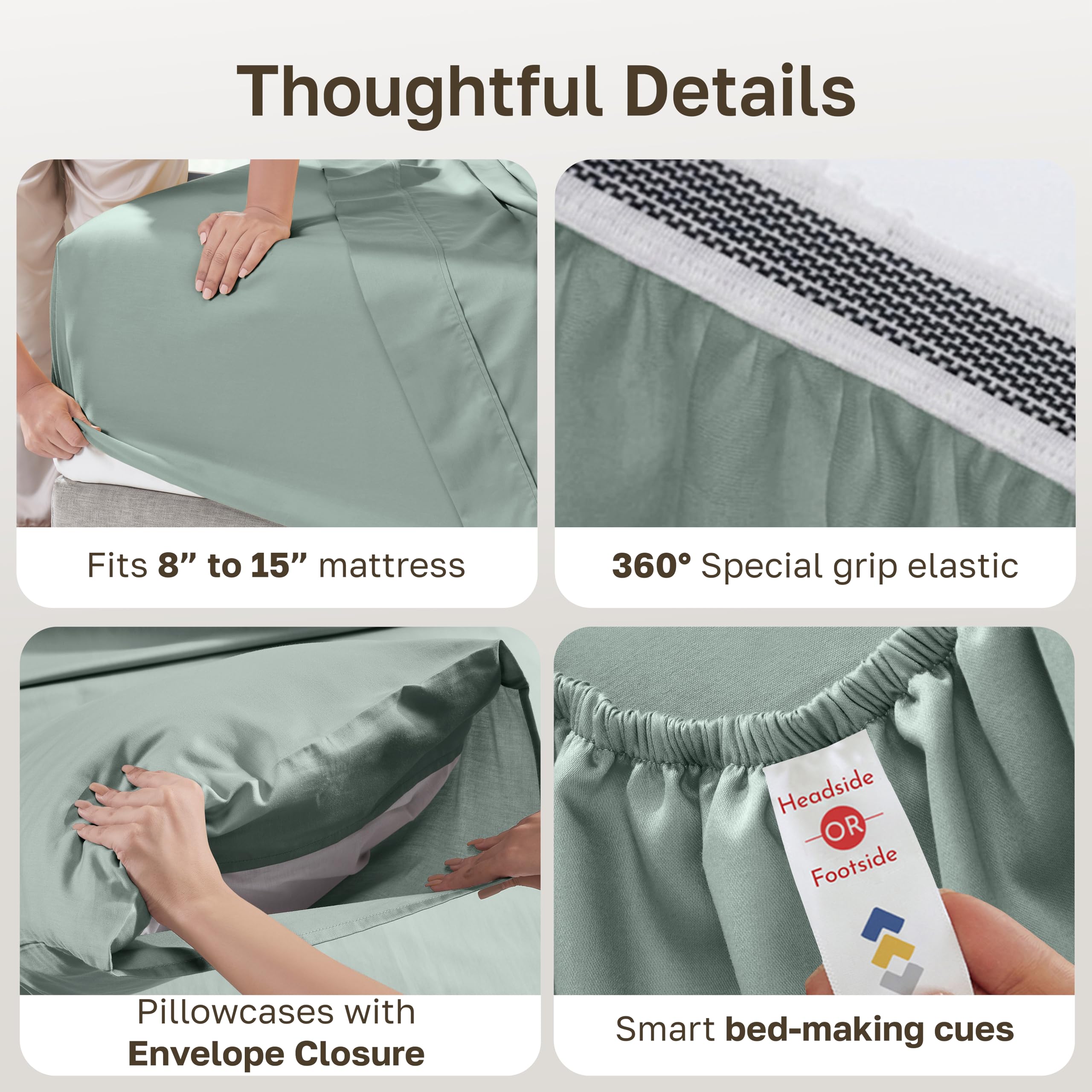 California Design Den pillowcase with envelope closure keeping pillow secure benefit