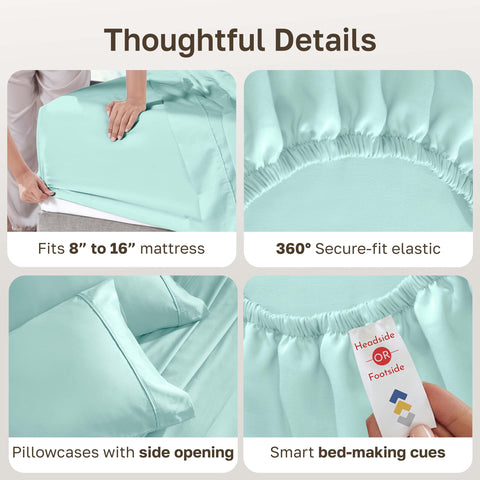 California Design Den pillowcases with open-end design and top/bottom tag for easy bed making