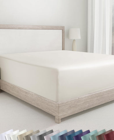 California Design Den front view of queen fitted sheet showing smooth finish and fit