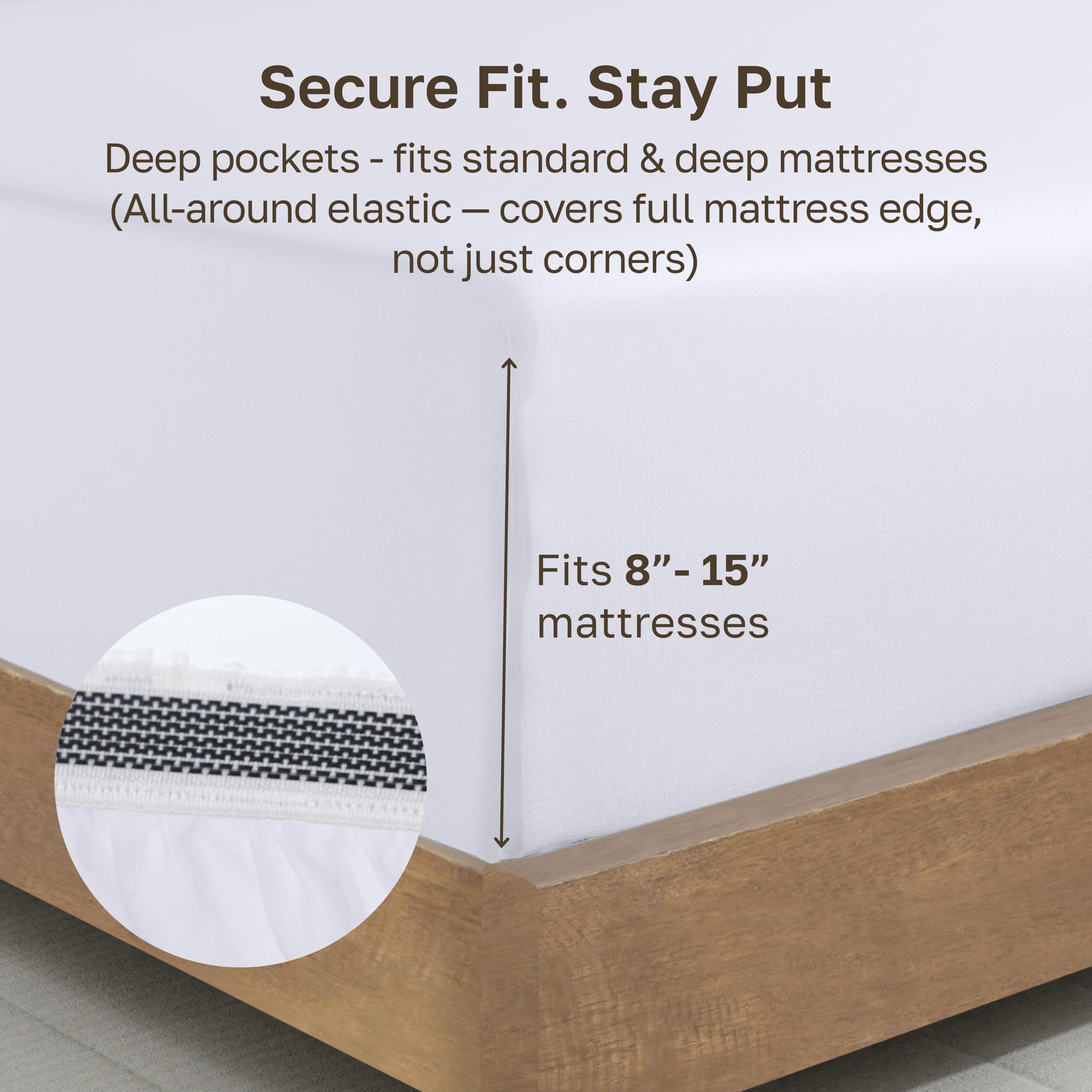 California Design Den fitted sheet stretched on California King mattress showing snug fit and smooth surface