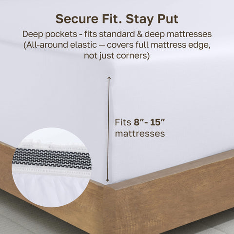 California Design Den fitted sheet stretched on California King mattress showing snug fit and smooth surface