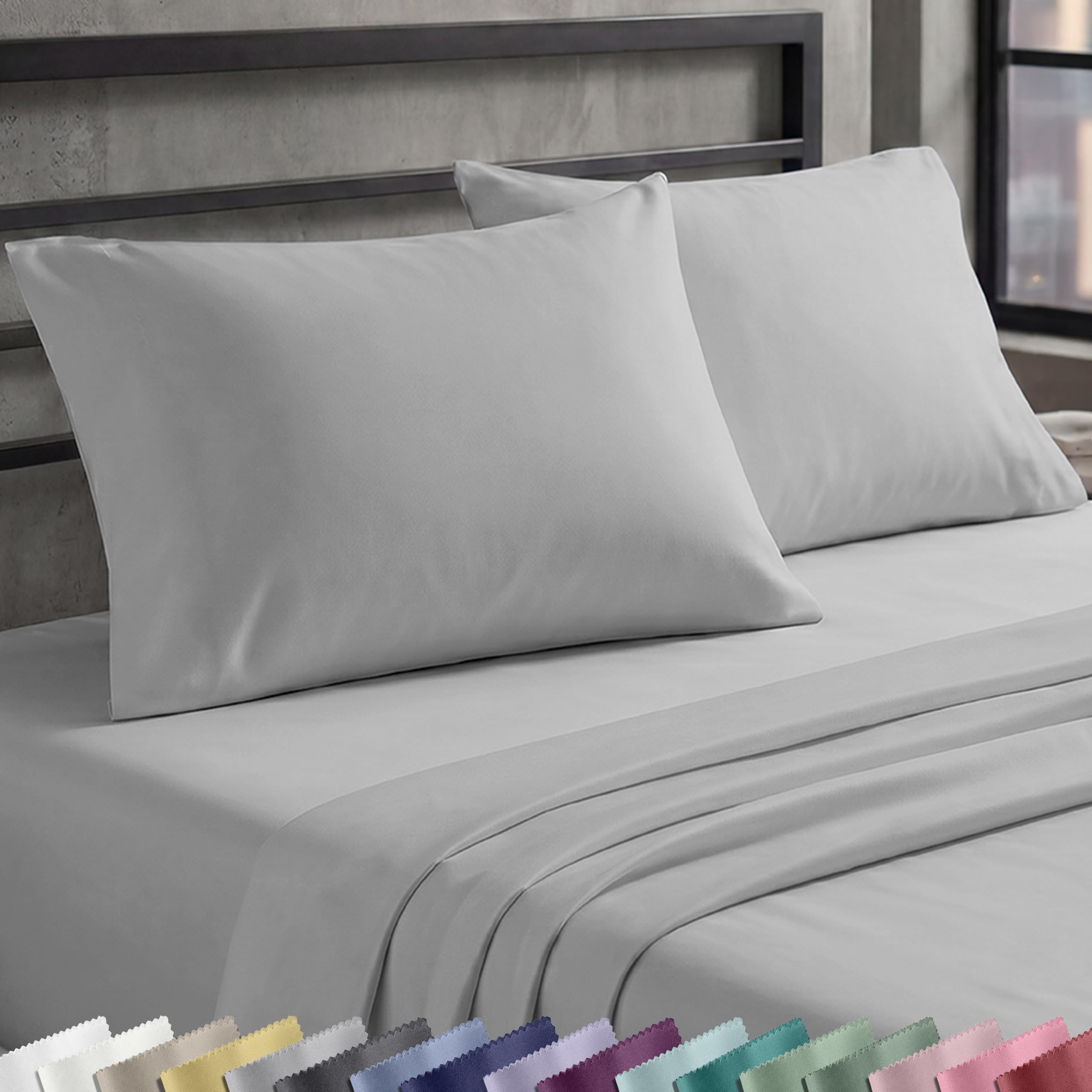 California Design Den front packaging showing light grey sheets and benefits