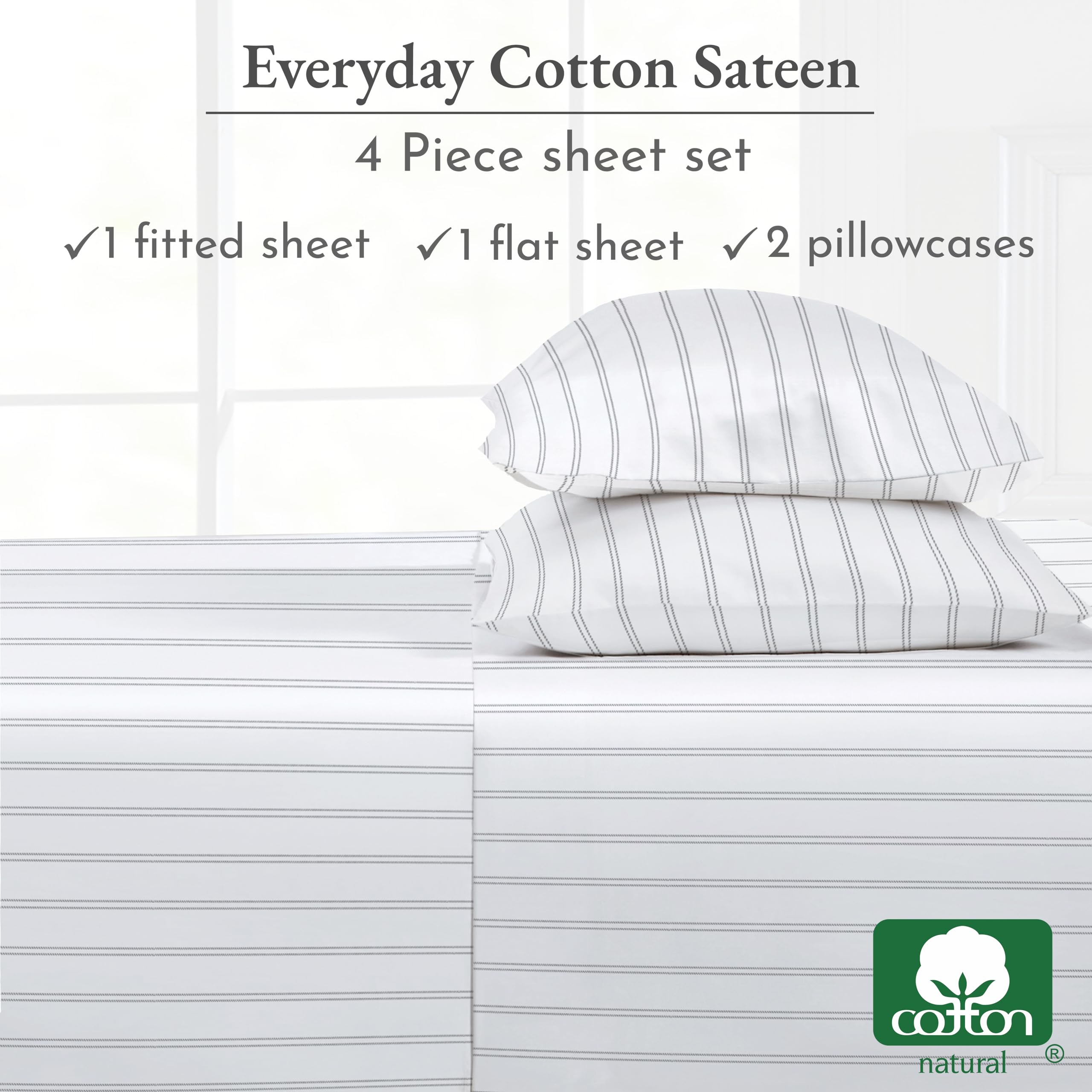 California Design Den sheets fitted on queen bed in styled bedroom, demonstrating polished look and everyday comfort