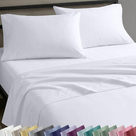 California Design Den twin set front view showing neat bright white bedding for a clean look