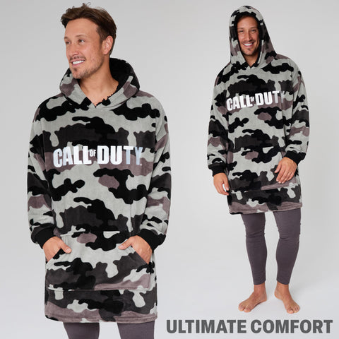 Call of Duty hoodie worn by gamer on sofa demonstrating comfort during play