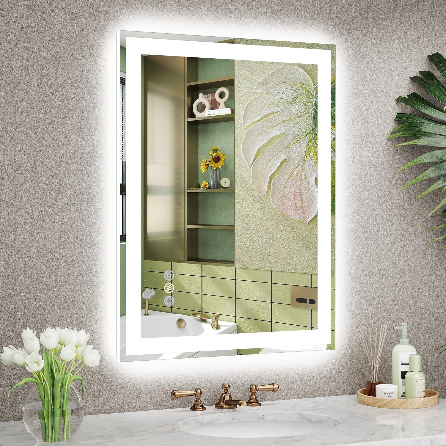 Callsky front view showing illuminated mirror and balanced lighting benefit