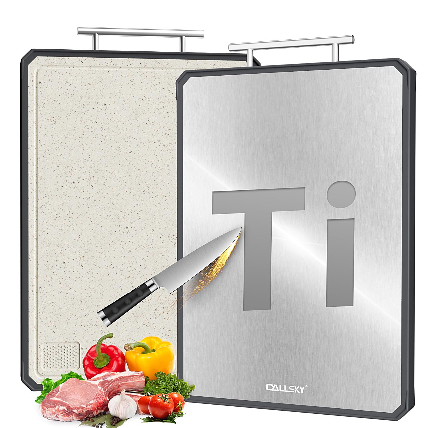 CALLSKY front view showing dual-sided board and handle for easy storage