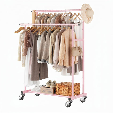 Calmootey front view of full rack showing organized garments and accessibility