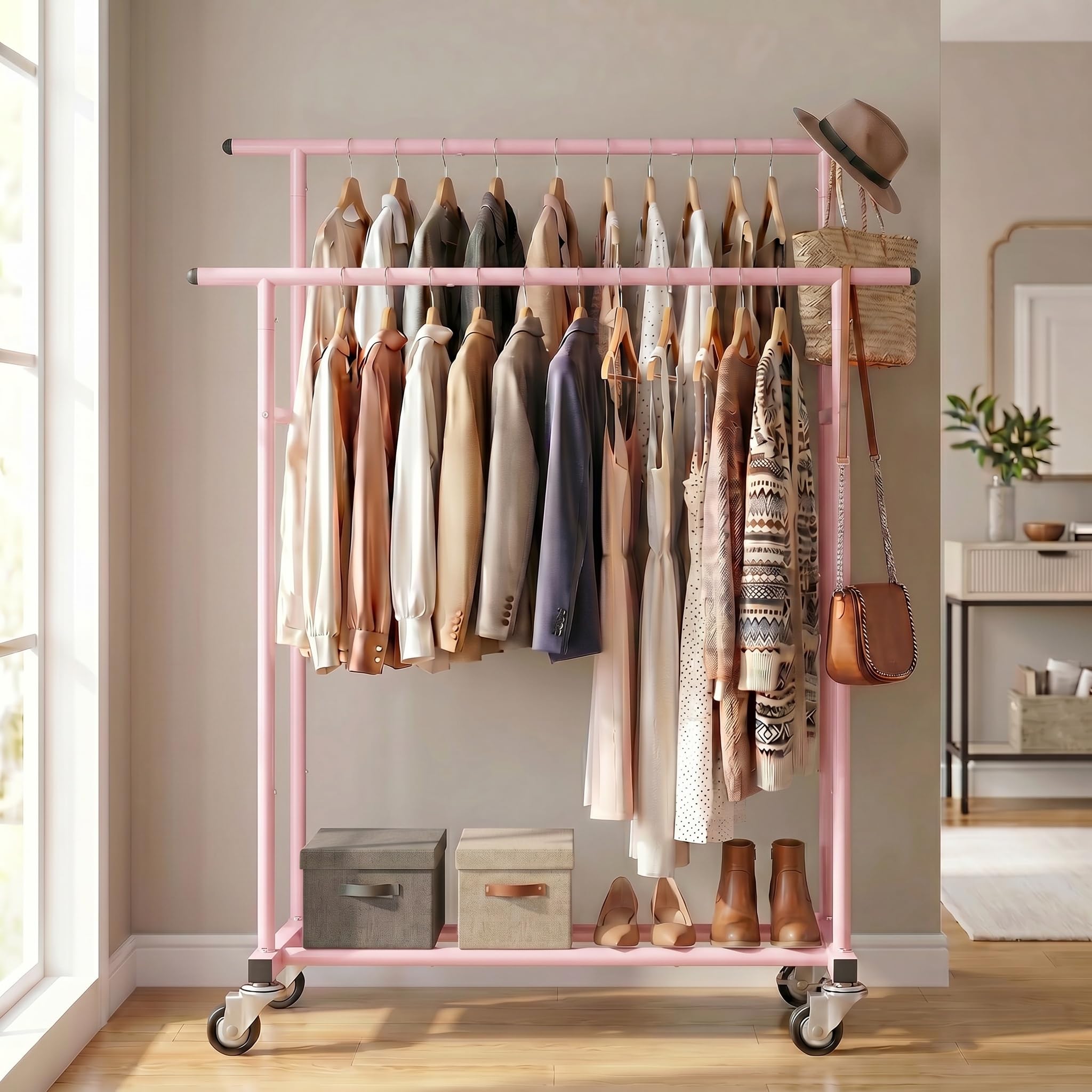 Calmootey rack next to doorway for scale and easy room placement