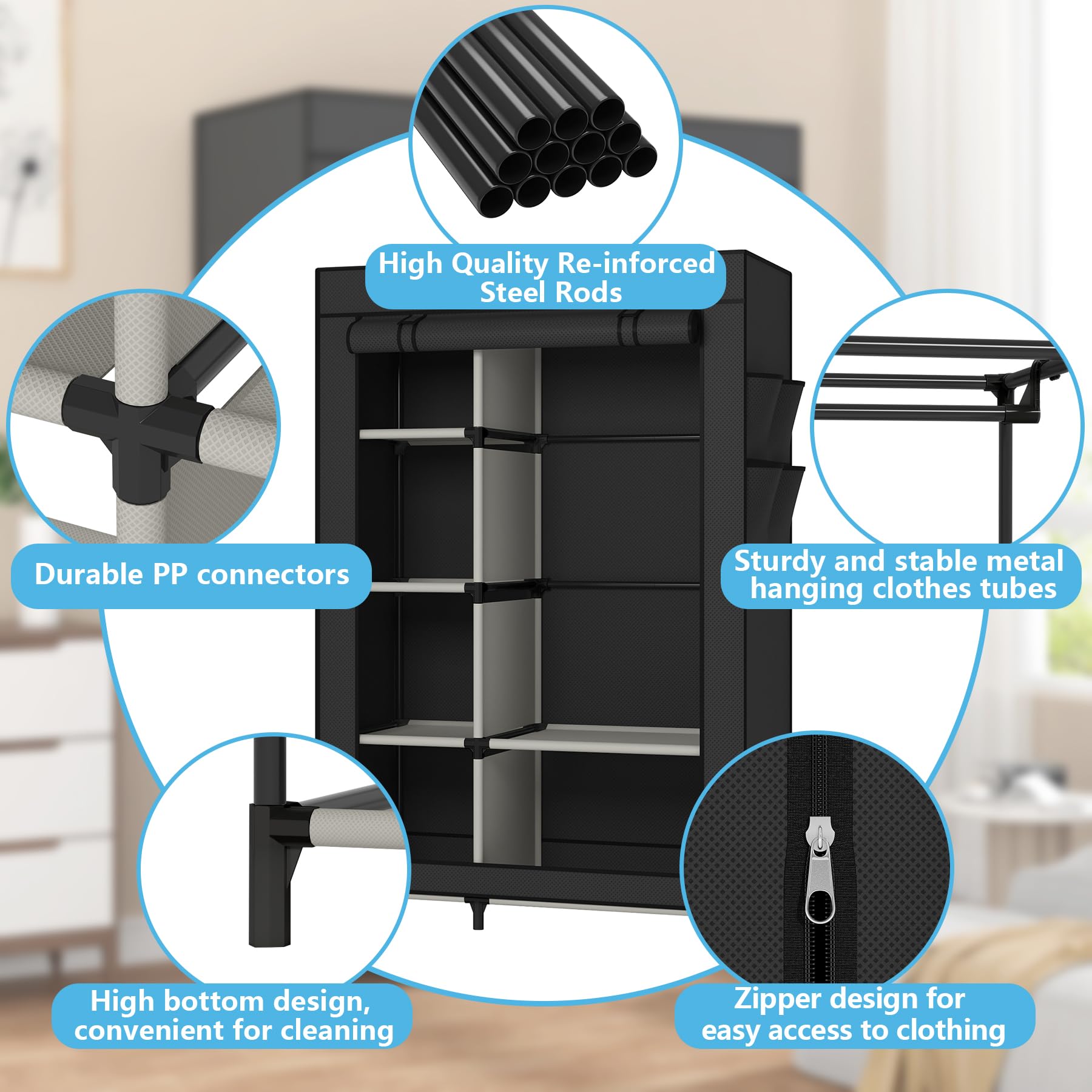 Calmootey shelf with folded clothes scaling capacity and load benefit