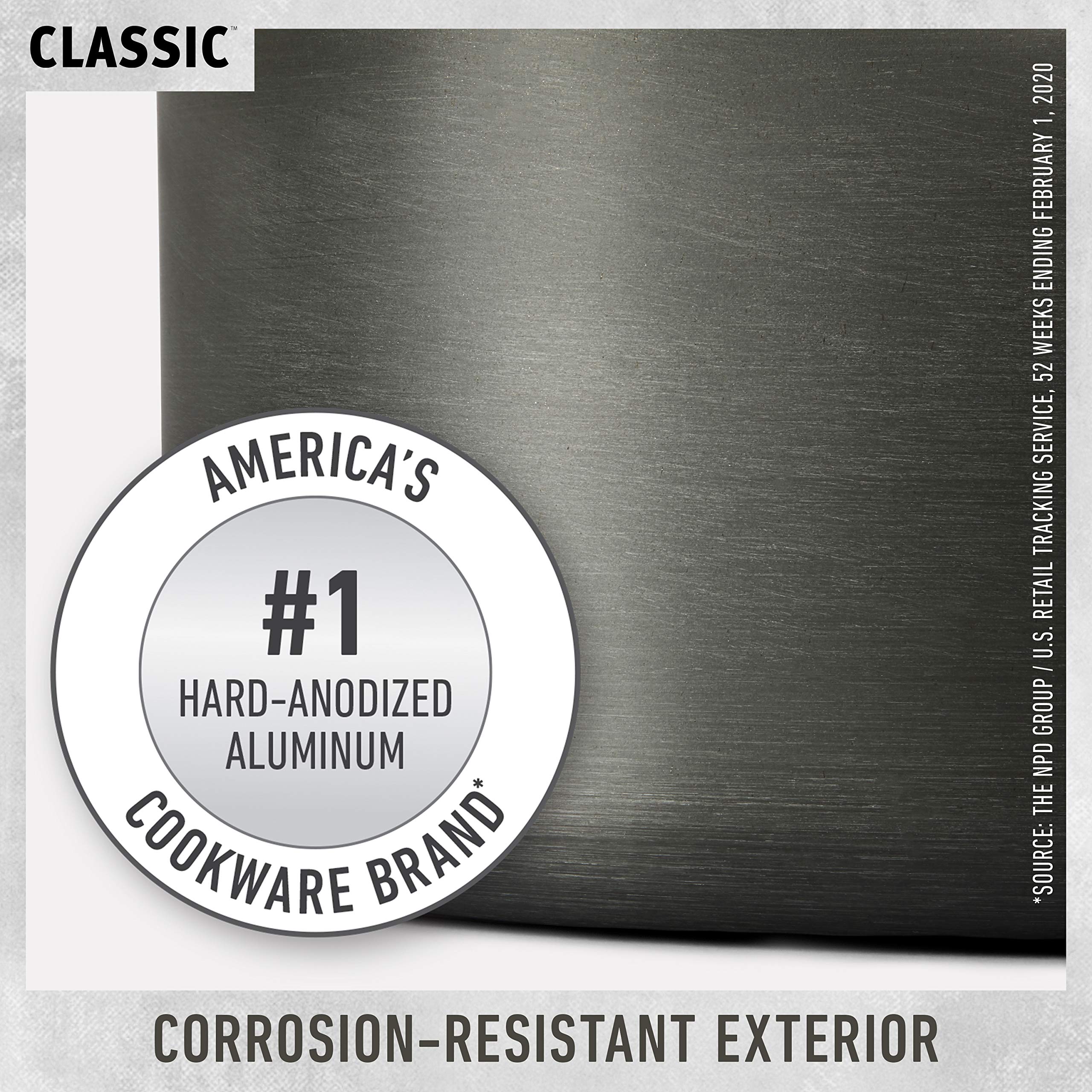 Calphalon stainless-steel handle detail illustrating cool-grip comfort