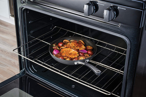 Calphalon cookware in kitchen lifestyle scene demonstrating stovetop-to-oven versatility