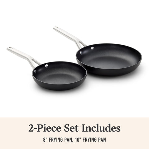 Calphalon pans on kitchen counter in use showing everyday versatility benefit
