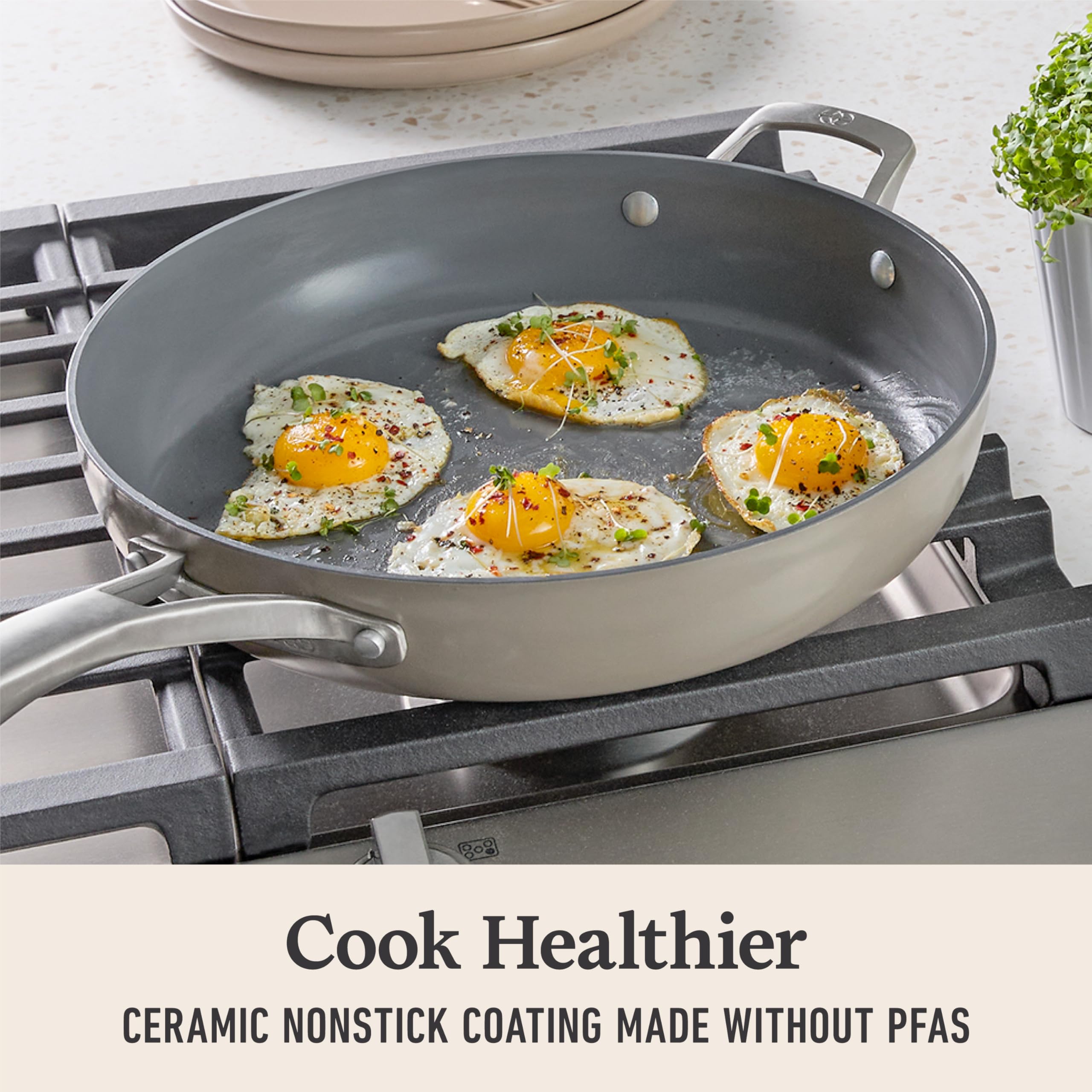 Calphalon Premier pan cooking an omelette showing quick release and smooth flipping
