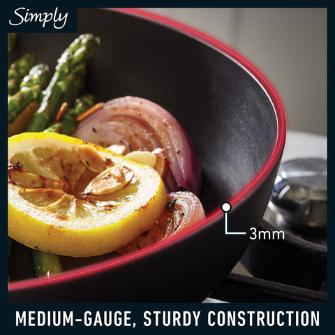 Calphalon 3-quart sauté pan and 6-quart stockpot staged to show size variety and capacity