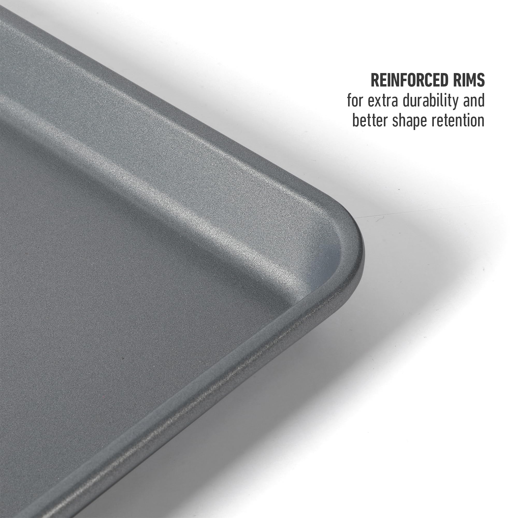 Calphalon sheet pan with roasted vegetables showing versatile sheet-pan meal use