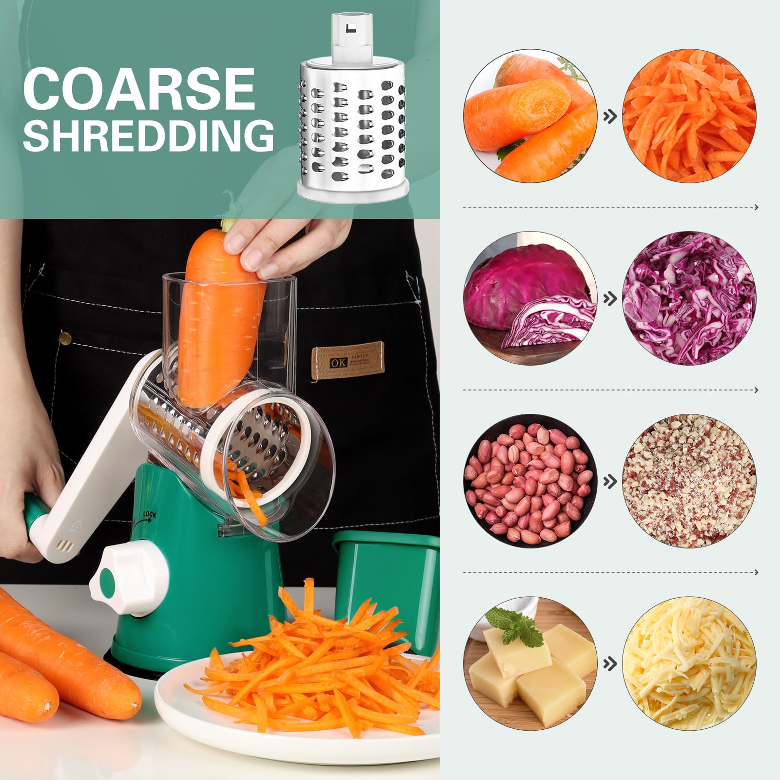 Cambom close-up of stainless steel drums and blades, sharp durable cutting