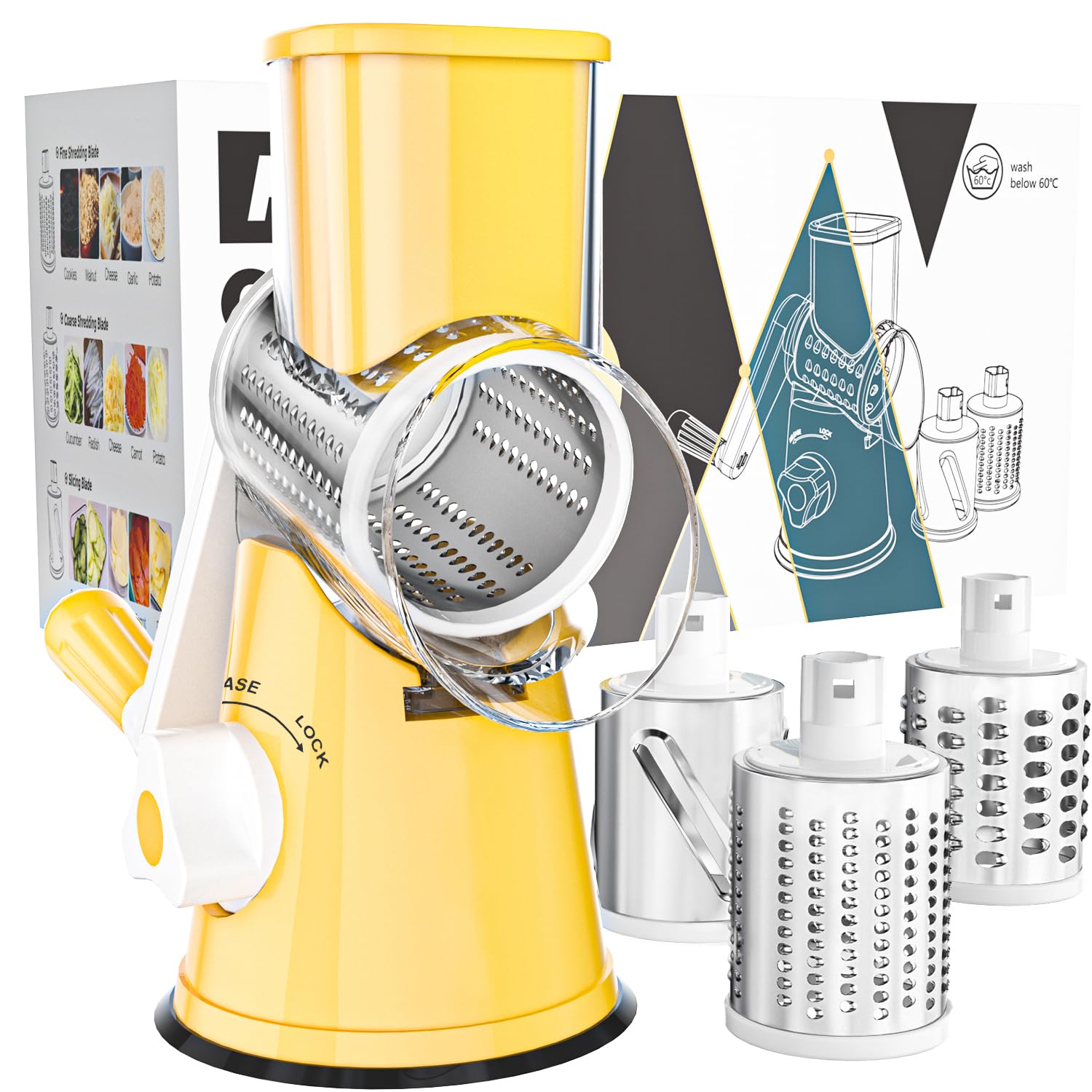 Cambom front view showing compact grater and safe design benefit