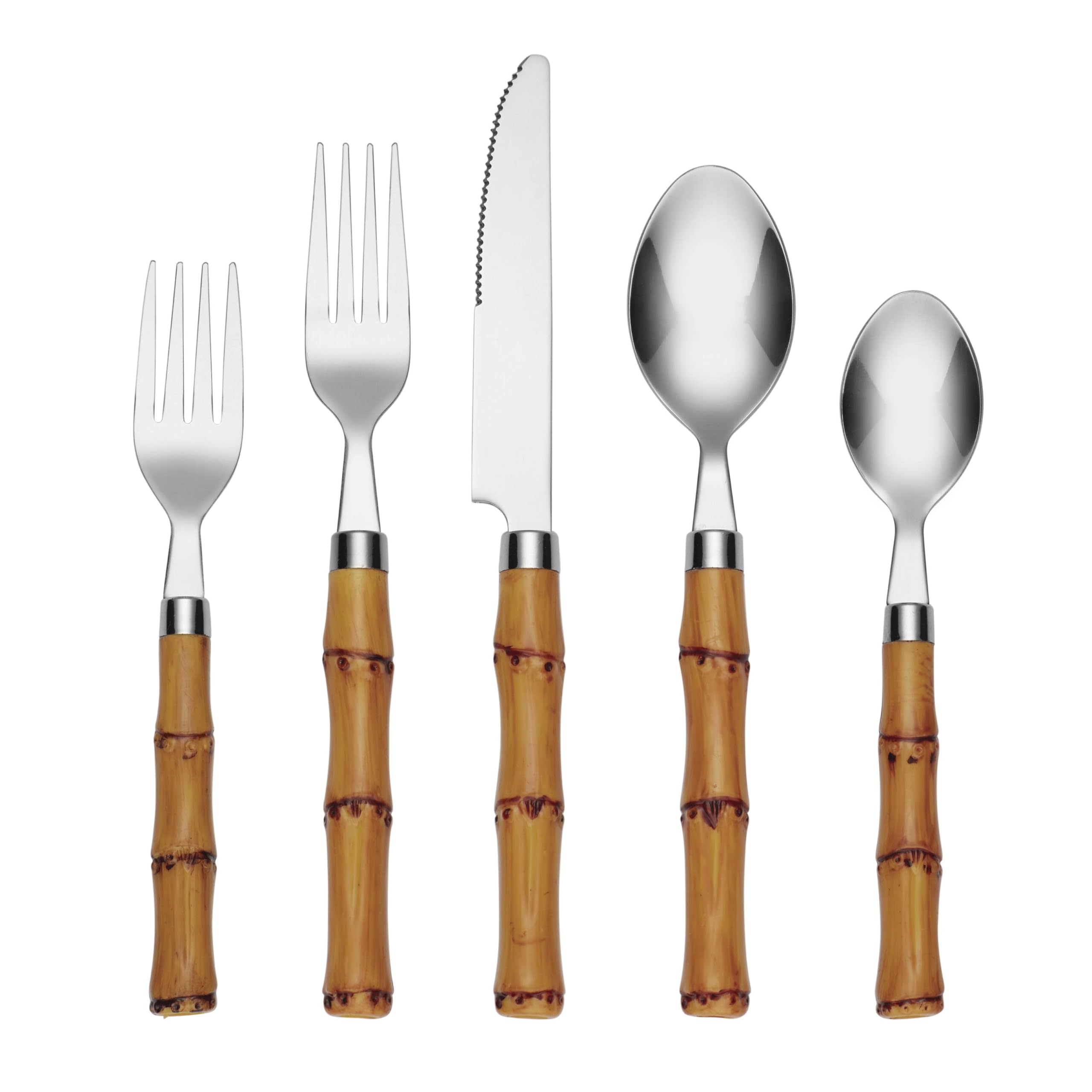 CAMBRIDGE flatware front packaging showing complete 20-piece set benefit: coordinated table