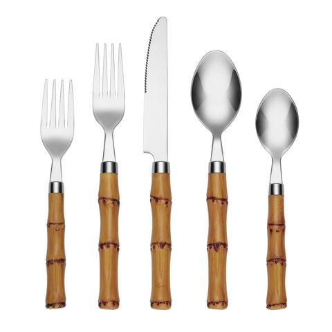 CAMBRIDGE flatware front packaging showing complete 20-piece set benefit: coordinated table