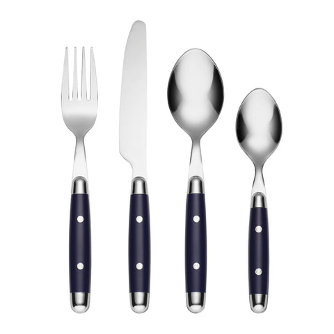 Cambridge Jubilee Blue front view showing set and vibrant handles, adds cheerful style