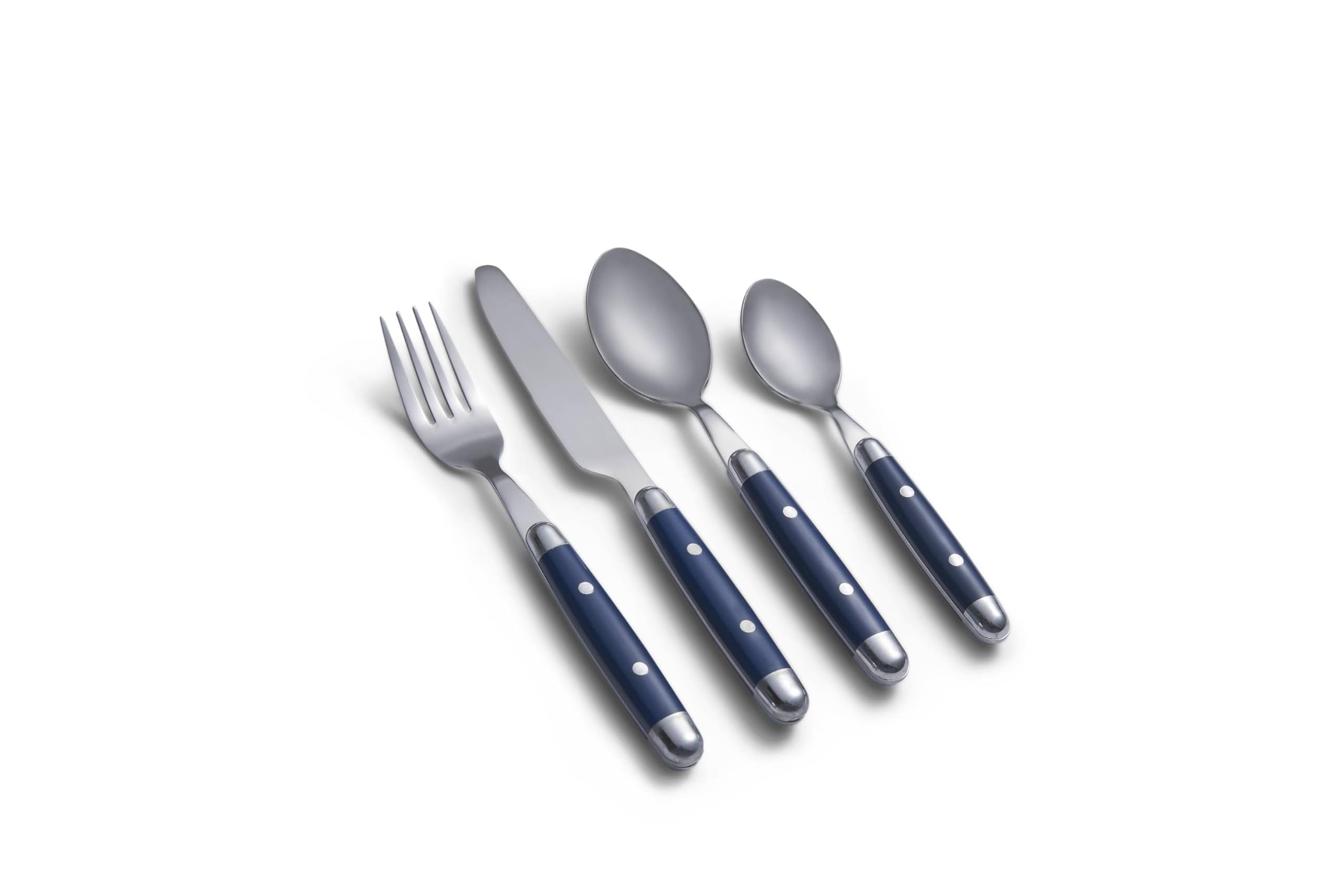 Cambridge Jubilee Blue stainless steel tips detail, polished finish for easy cleaning