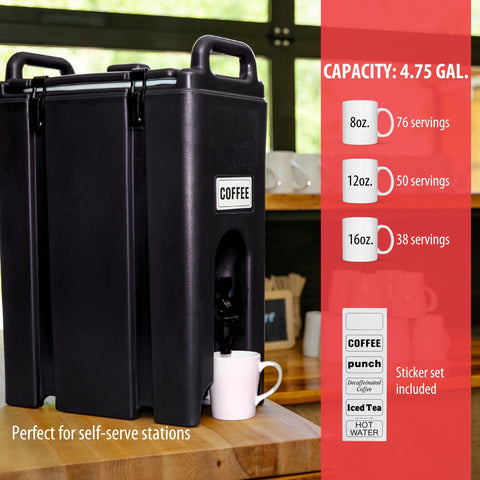 Cambro Camtainer next to chair for scale, illustrating portable capacity benefit