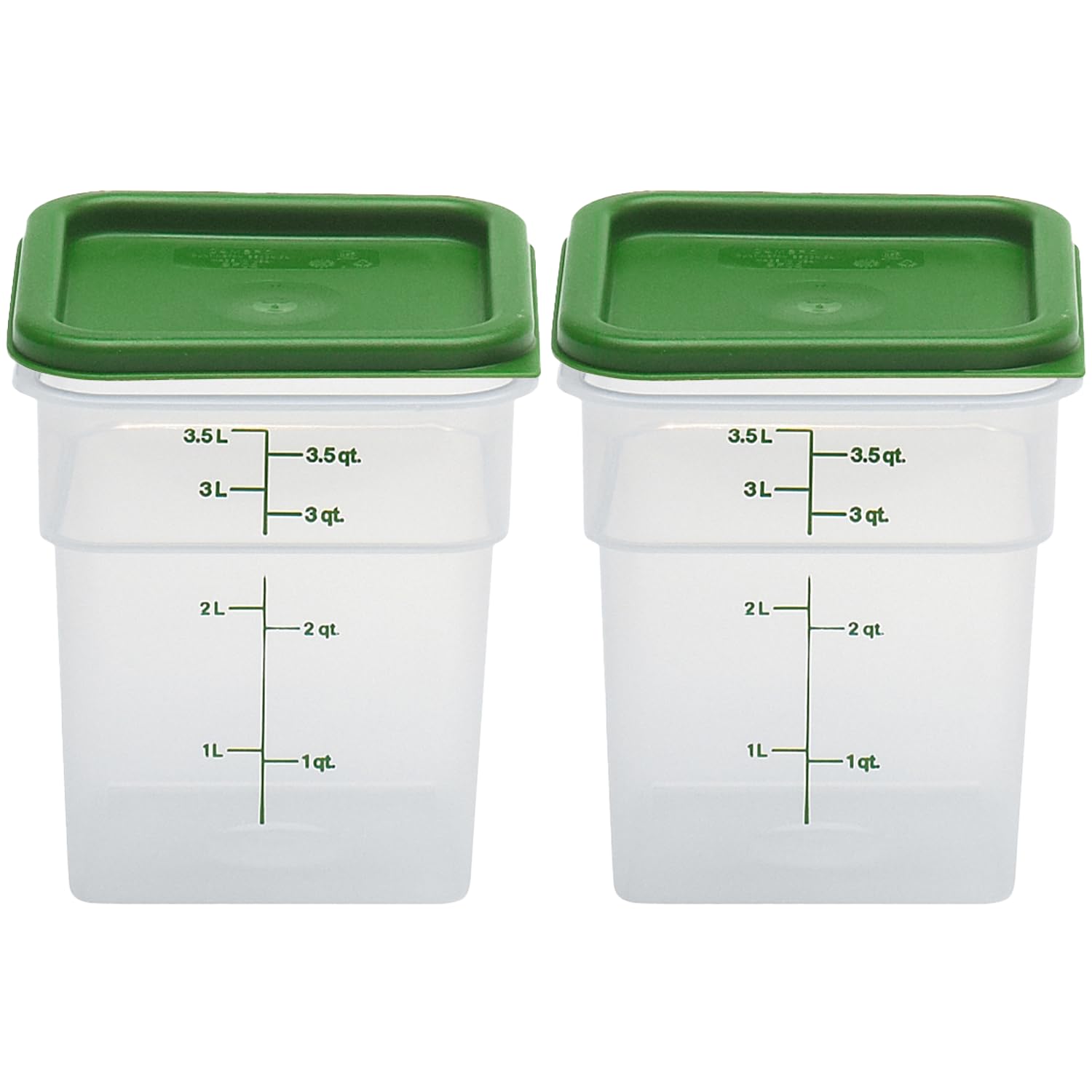 Cambro front view showing green lid and commercial-grade benefit