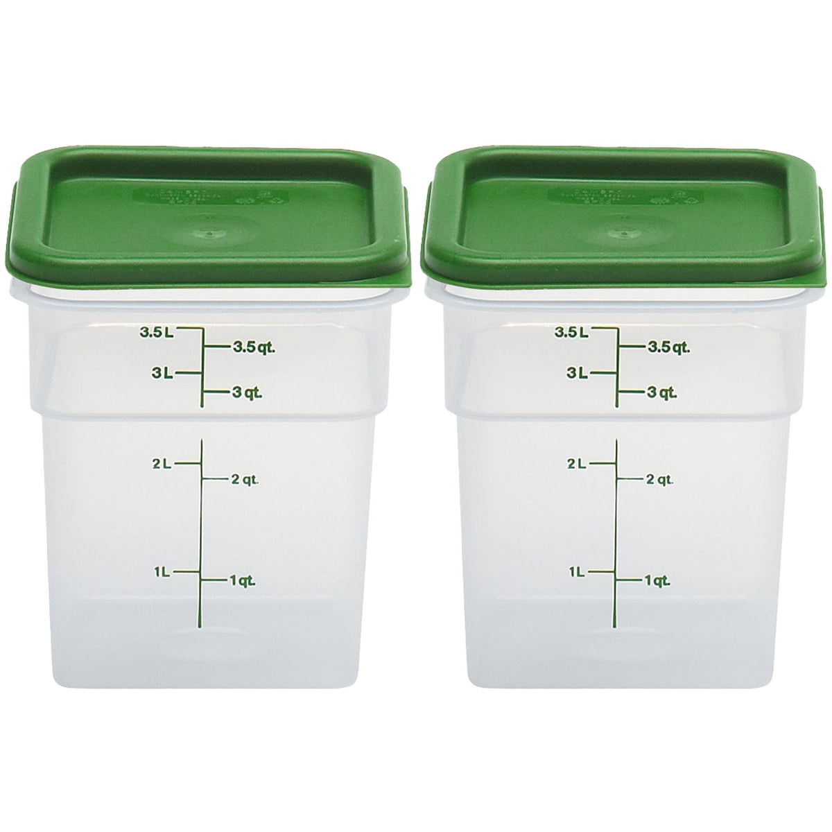 Cambro front view showing green lid and commercial-grade benefit