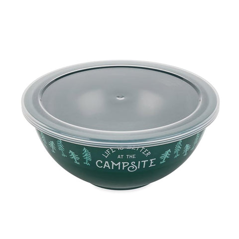 Camco bowls serving salad outdoors showing easy serving for camping meals