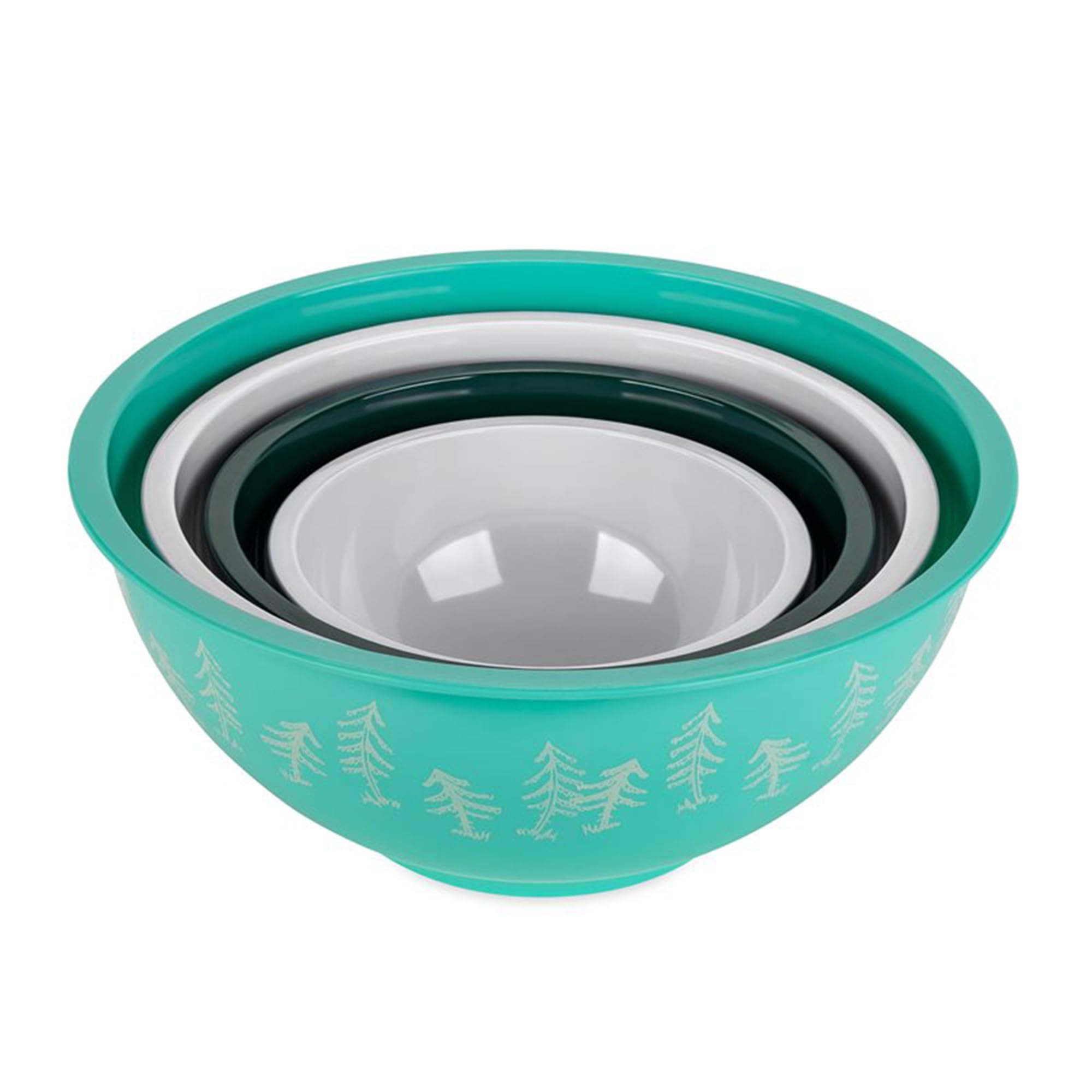 Camco nested bowls compressed for compact storage to save space in RV cabinets