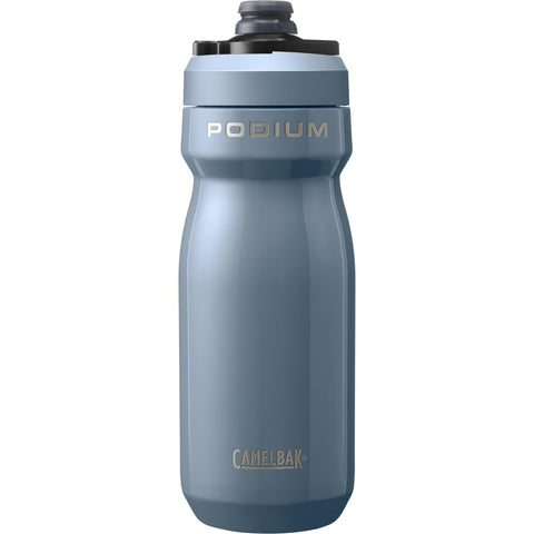 CamelBak Podium Stainless Steel 18oz Pacific front view showing bottle shape and cage fit benefit