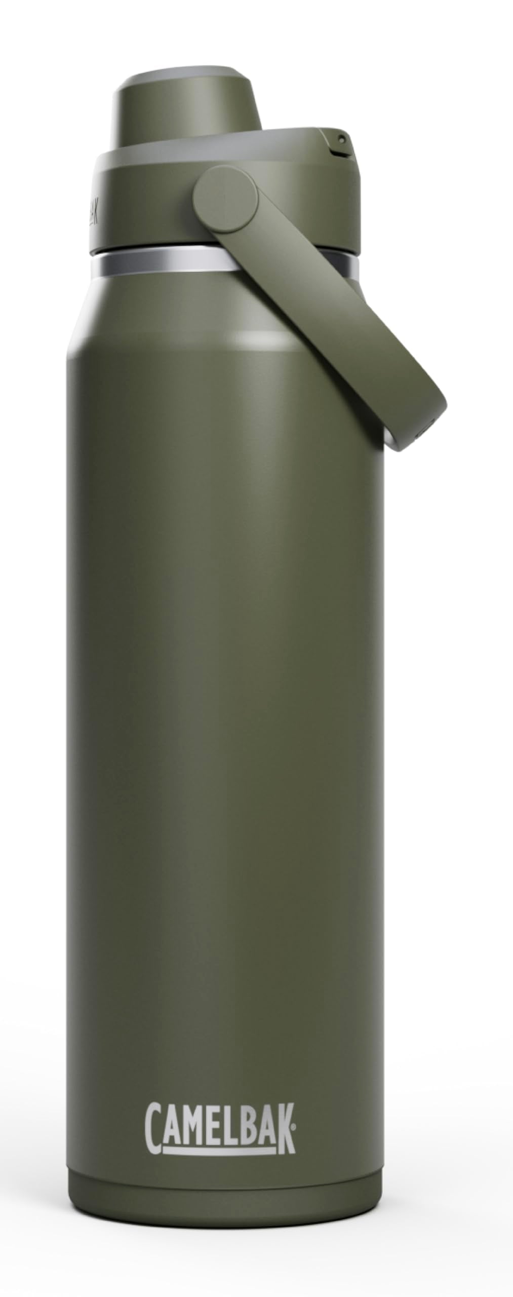 CamelBak Thrive Chug front view showing moss finish and durable design benefit