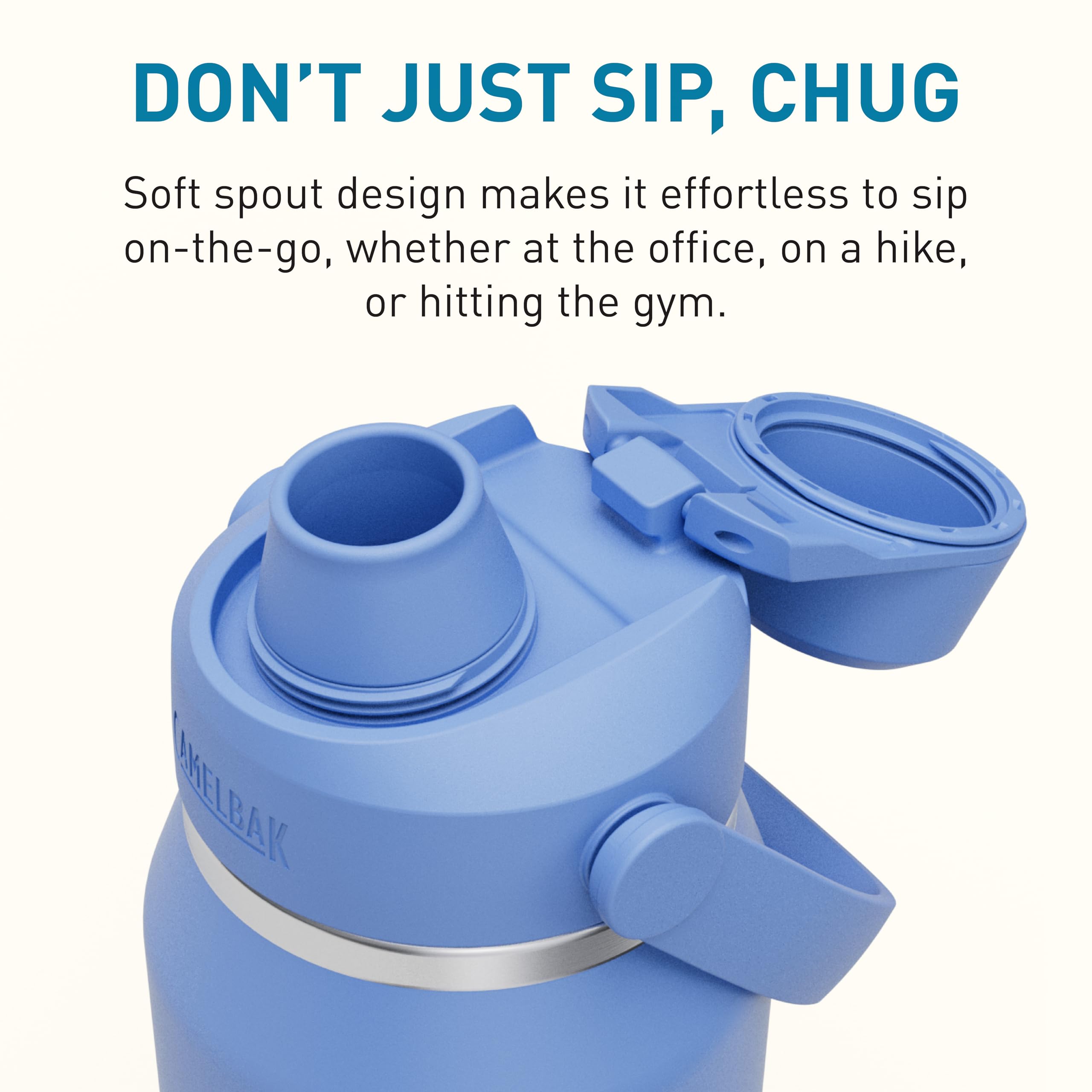 Hand holding CamelBak Thrive Chug to show 32oz scale and comfortable grip