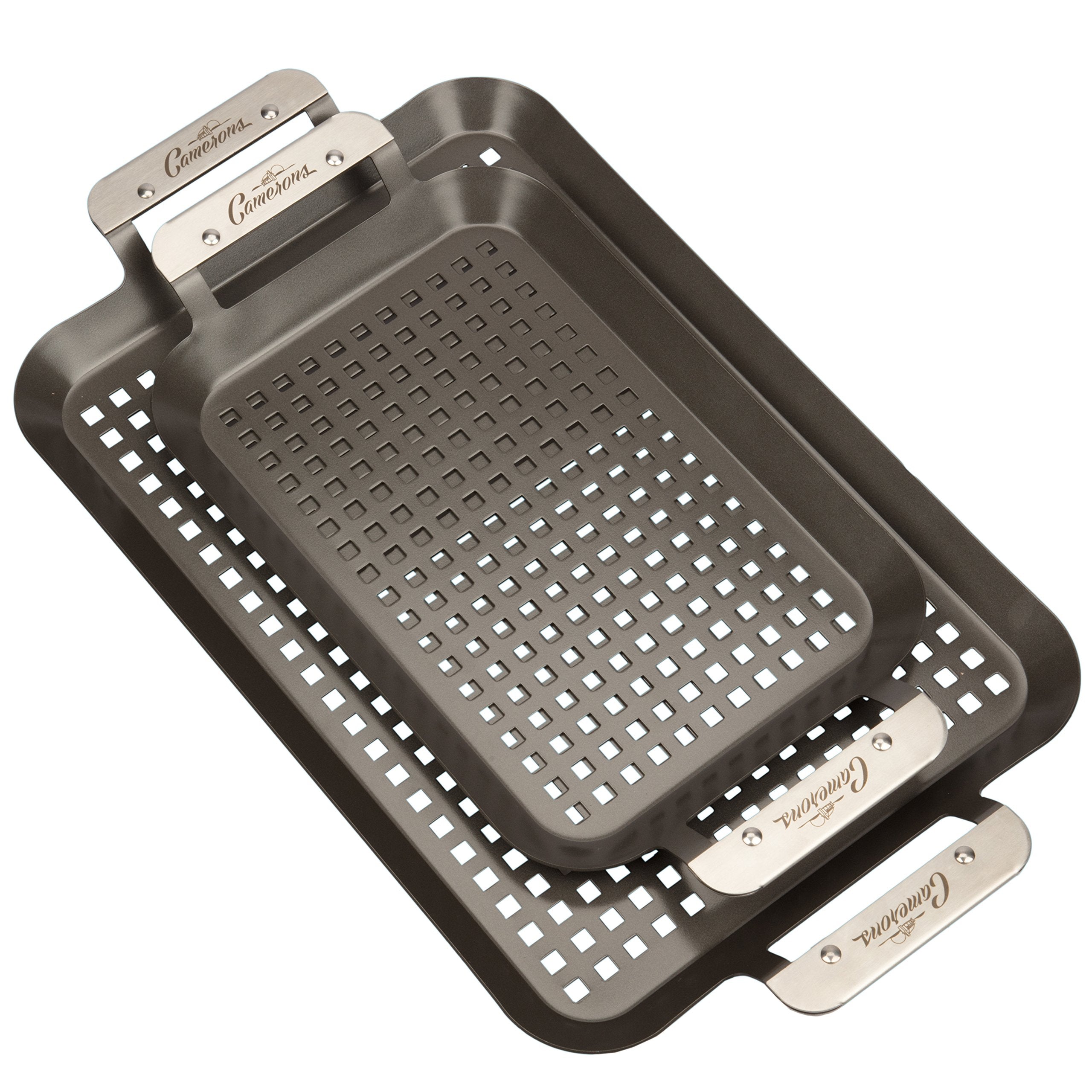 Camerons both pans side-by-side for size comparison and planning cook space
