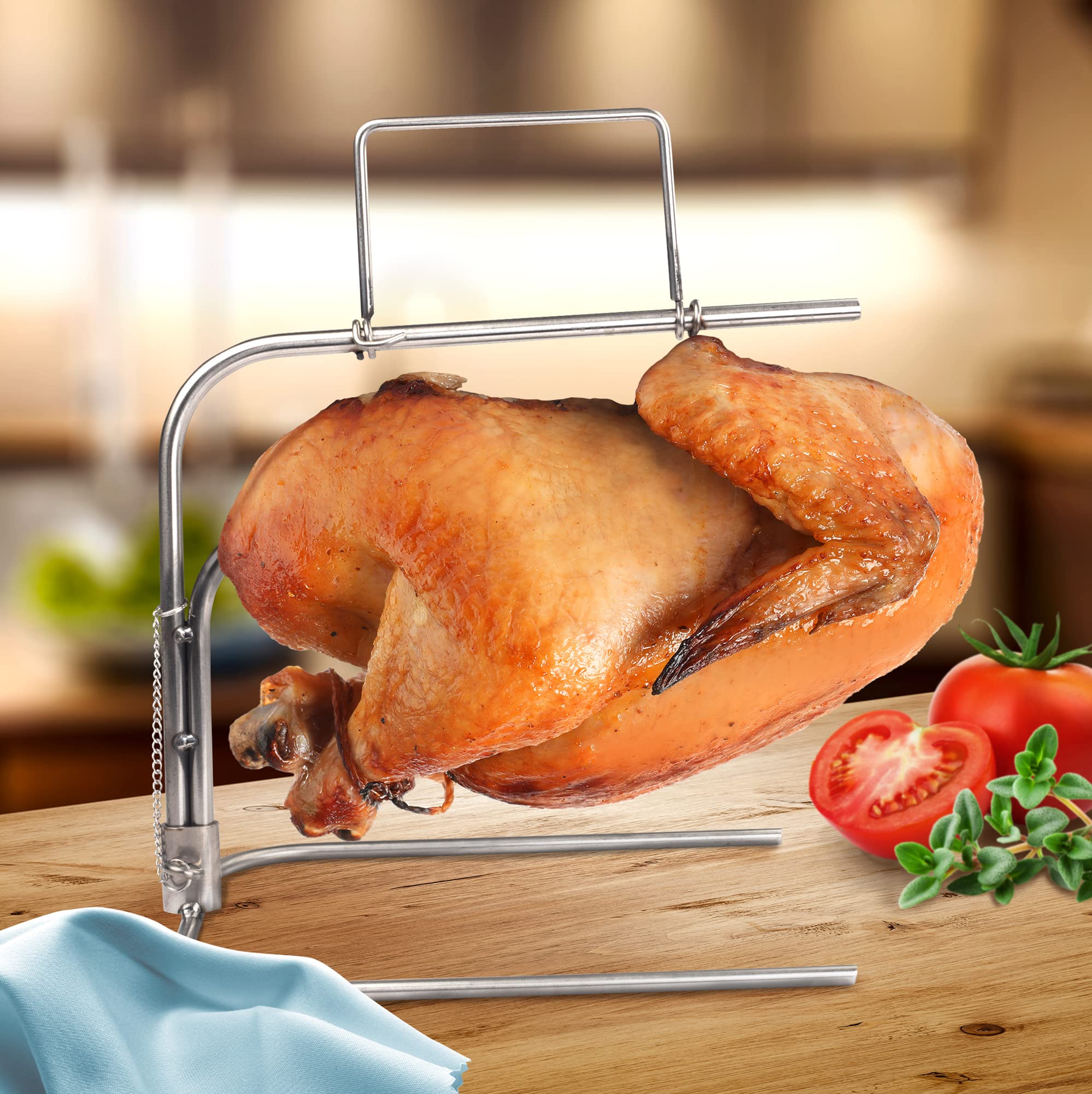 Camerons roaster on grill demonstrating outdoor use and high-heat compatibility