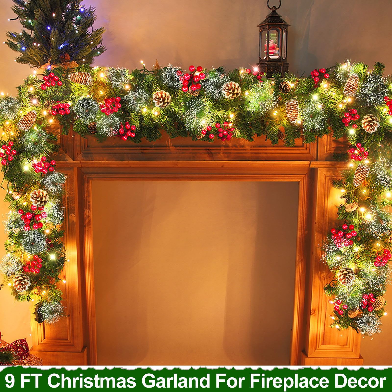 Camlinbo garland styled on a mantel in a living room showing decorative impact and warmth