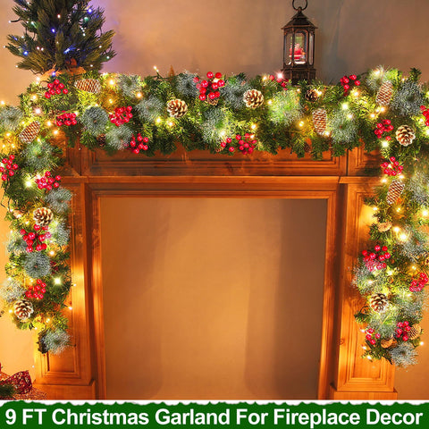 Camlinbo garland styled on a mantel in a living room showing decorative impact and warmth