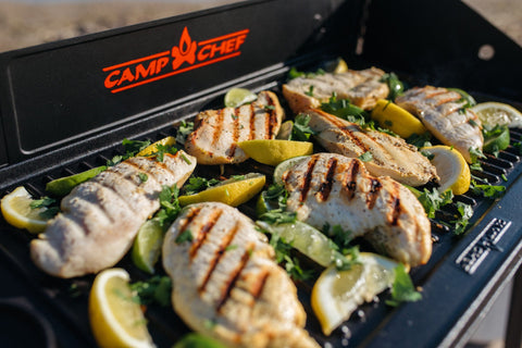 Camp Chef molded side handles close detail for secure grip and easy transport