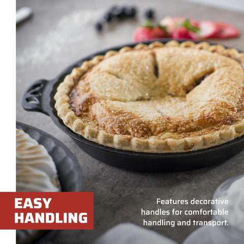 Camp Chef pie pan in oven showing oven-safe durability and reliable baking