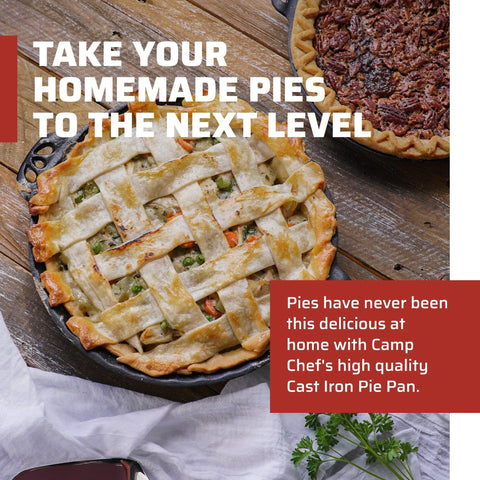 Camp Chef top view with golden pie crust demonstrating even browning benefit