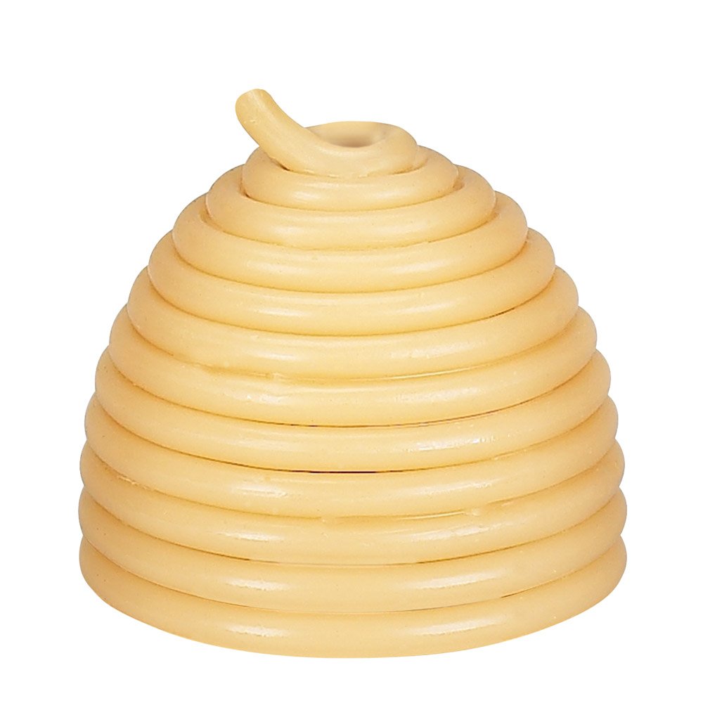 Candle by the Hour burning on a table with spring clip, showing controlled long-burn benefit