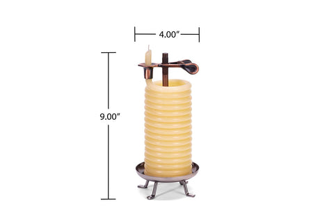 Candle by the Hour size comparison beside a book indicating long 48-hour performance