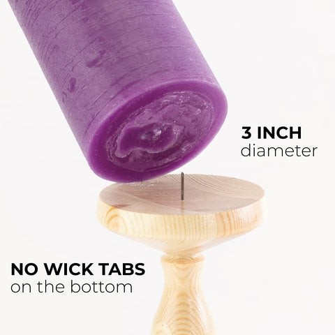 CANDWAX detailed shot of three purple and one pink pillars highlighting consistent color