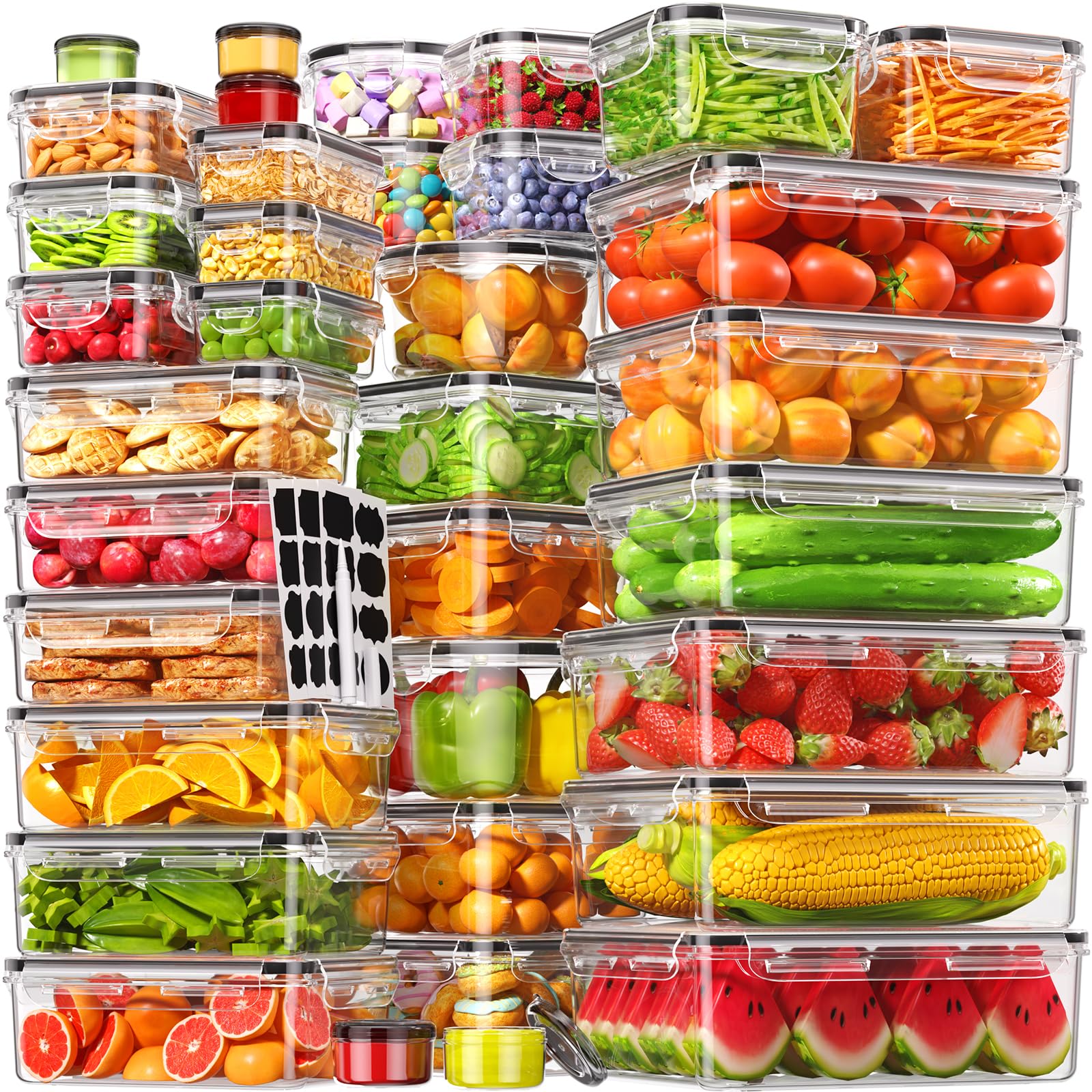 Canfanni front view of full 70-piece set showing containers and lids — saves time
