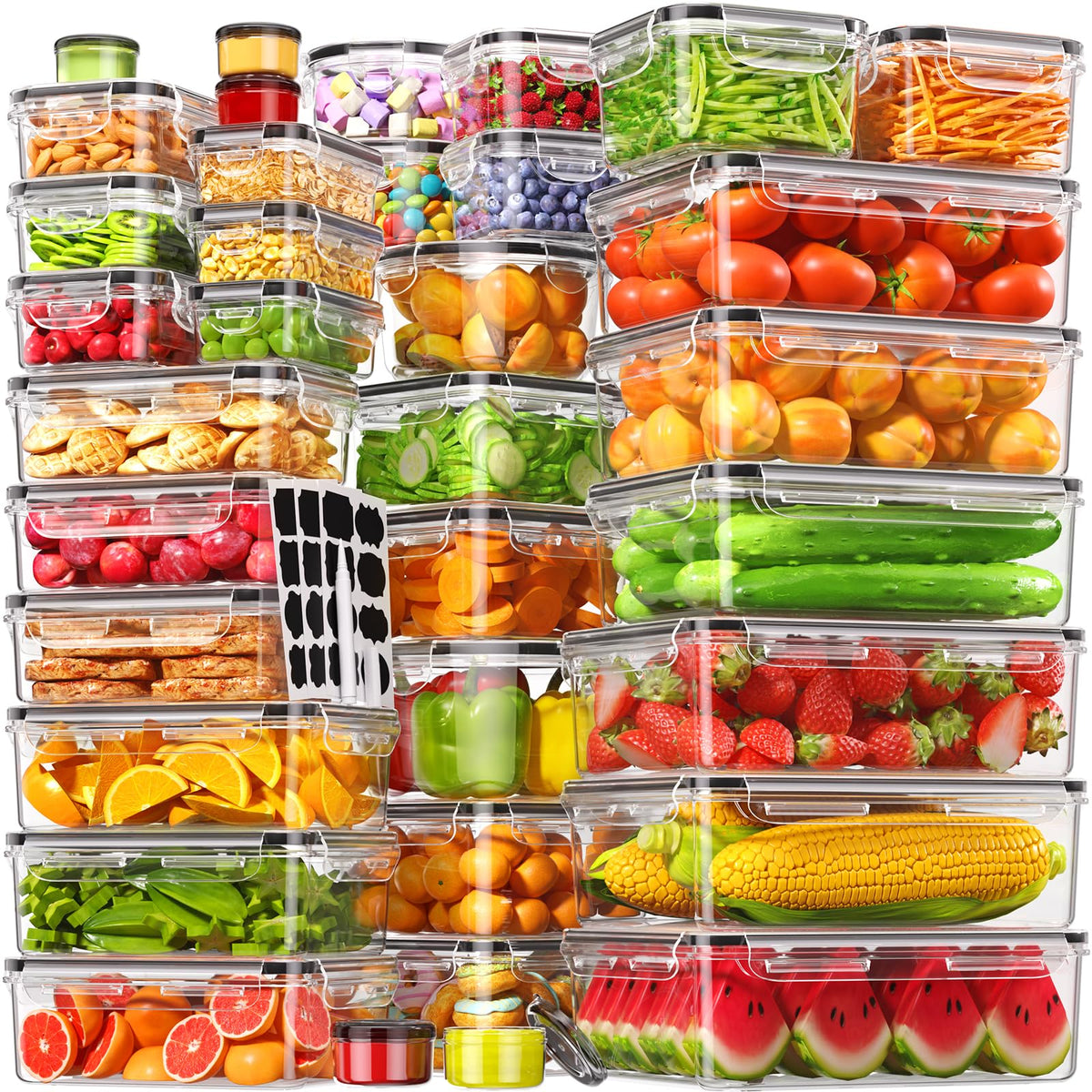 Canfanni front view of full 70-piece set showing containers and lids — saves time