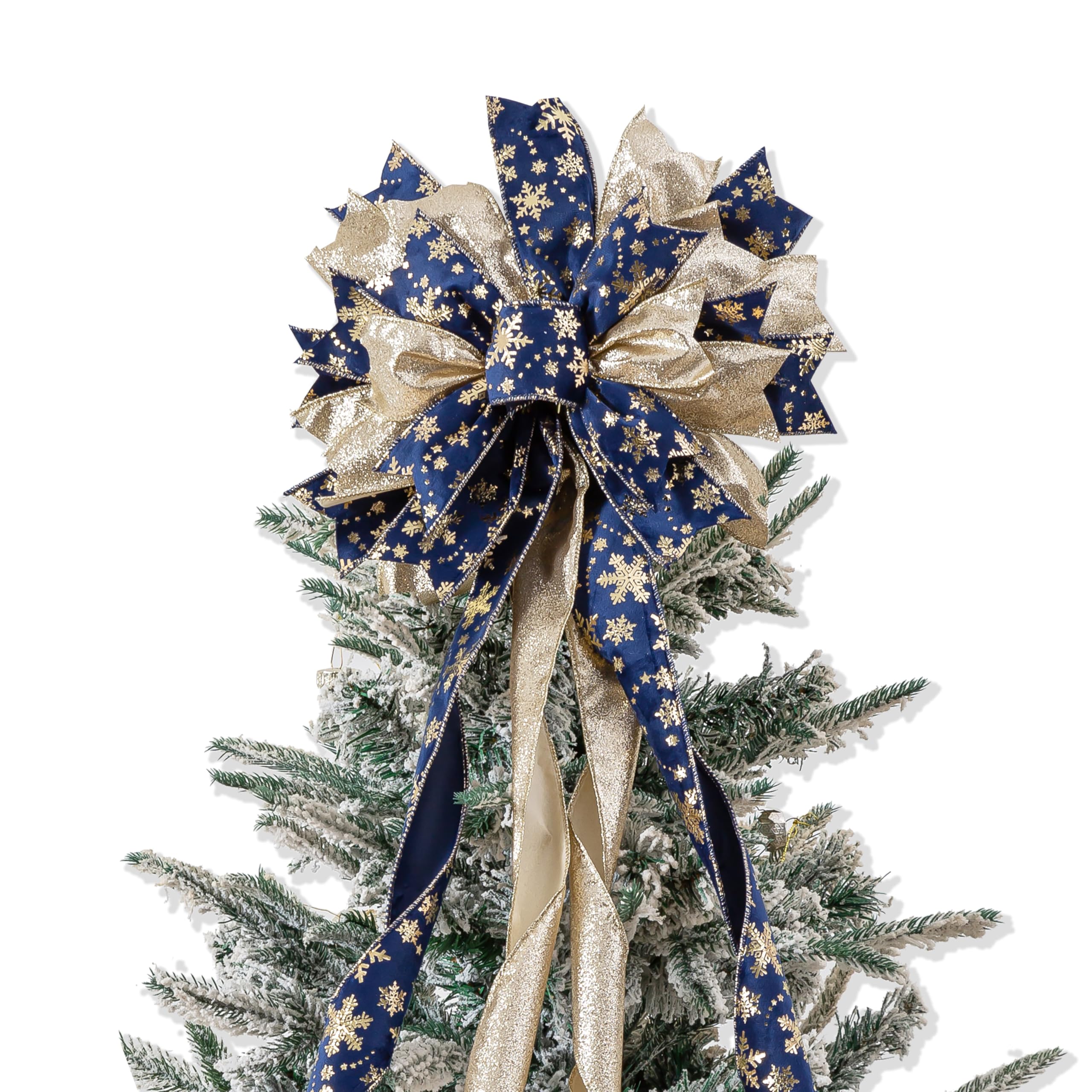 CANGBI blue gold topper front view showing bow face and sparkle benefit