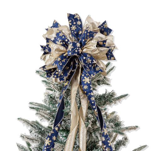 CANGBI blue gold topper front view showing bow face and sparkle benefit