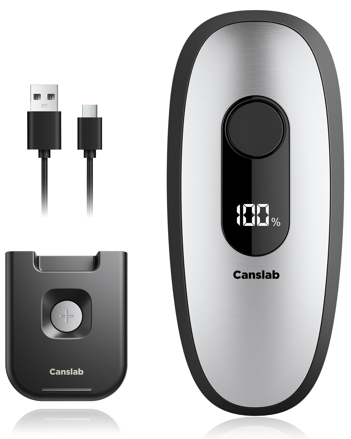 Canslab IRON front view stainless steel showing sleek design and easy one-touch use
